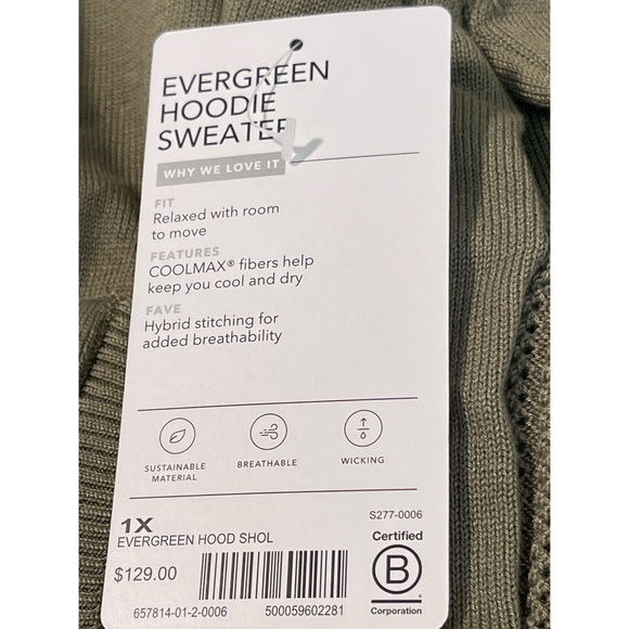 Athleta Evergreen Hoodie Sweater - Olive Green NWT SZ 1X - Picture 9 of 15
